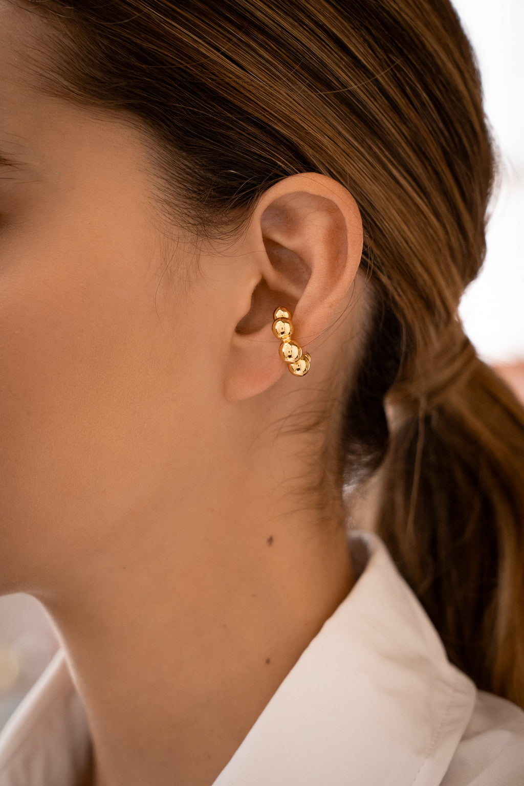 Set De 1 Par de Candongas Y 1 Earcuff Gold