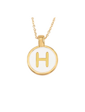 SET CADENA LETRA H HUESO + ARETES 18 MM