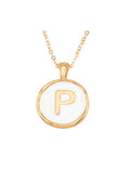SET CADENA LETRA P HUESO +ARETES 18 MM