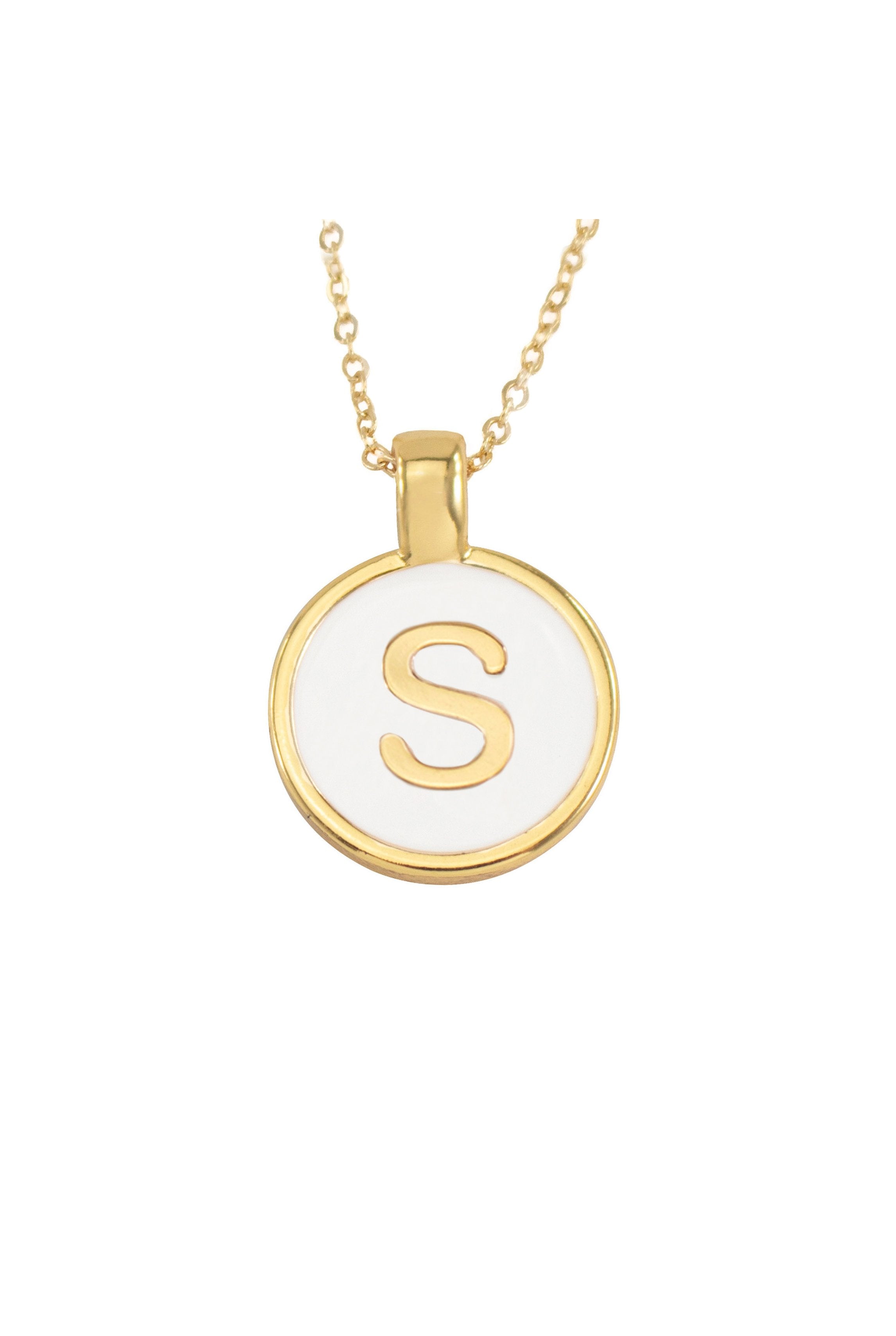 SET CADENA LETRA S HUESO + ARETES 18 MM