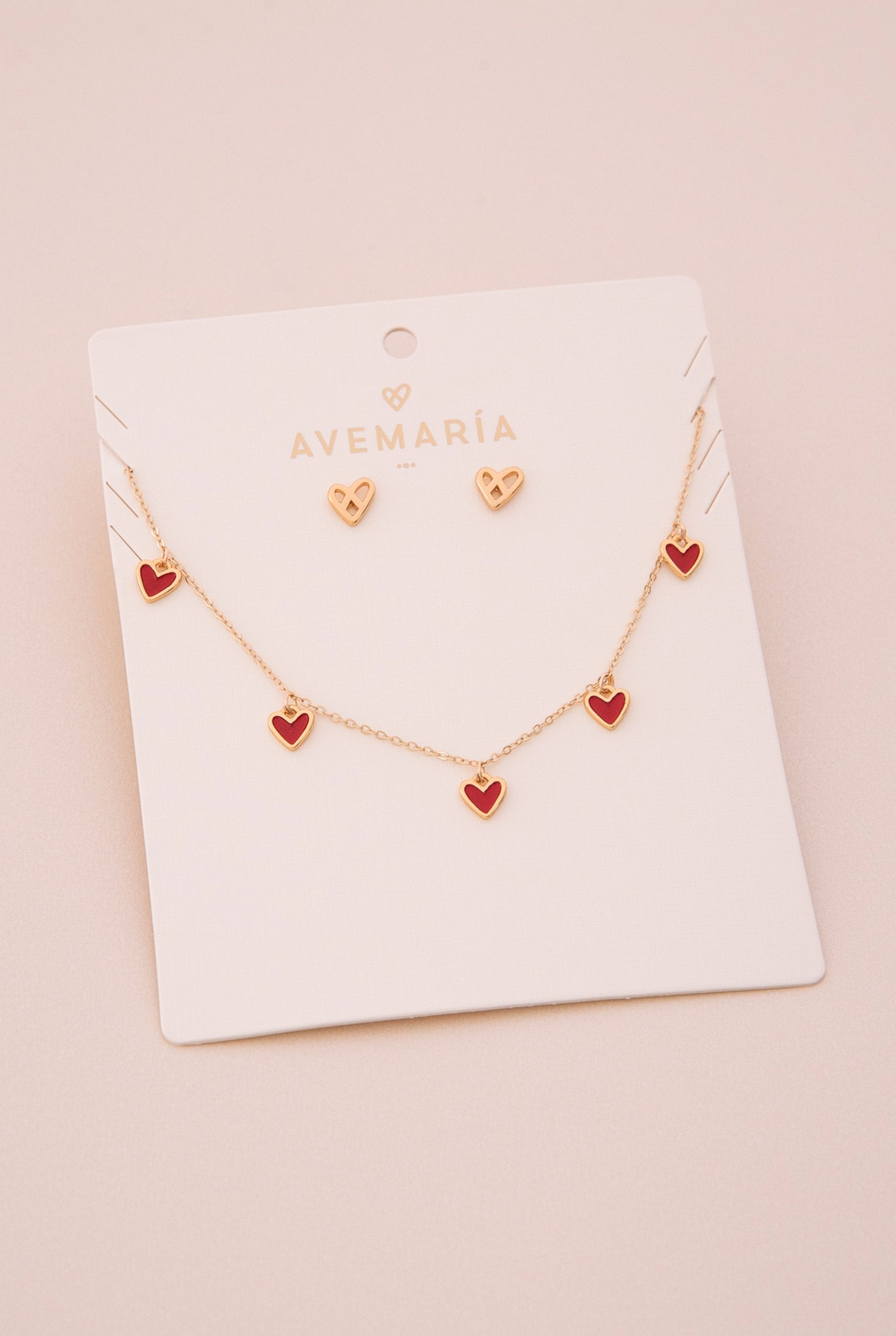 Cadena Multi Corazones Rojos